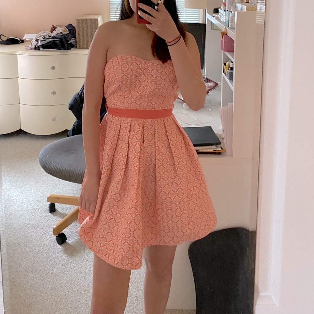 Francesca's Strapless Coral Dress